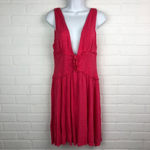 Free People Dresses & Skirts - Free People Large Pink V Neck Boho Cute Sundress